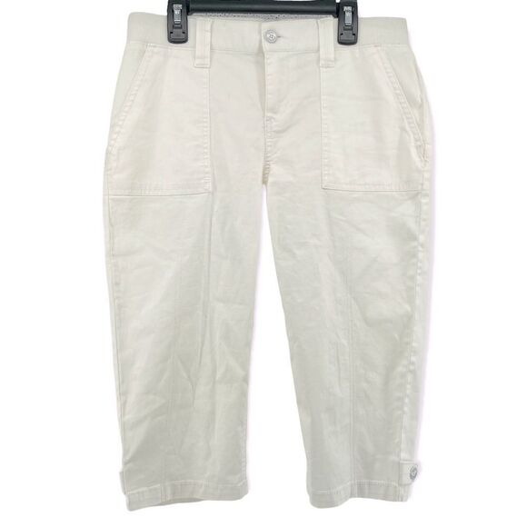 Gloria Vanderbilt Petites Crystal White Ribbed Utility Skimmer Capri Pants 4P - Picture 2 of 16